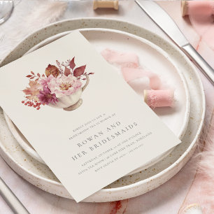 Convites Autumn Floral Teacup Fall Bridesmaids Tea