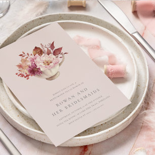 Convites Autumn Floral Teacup Fall Bridesmaids Tea