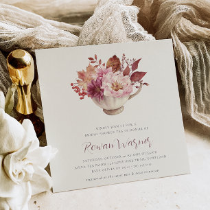 Convites Autumn Floral Teacup Fall Chá de panela Tea