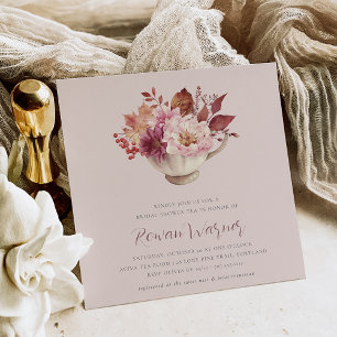 Convites Autumn Floral Teacup Fall Chá de panela Tea