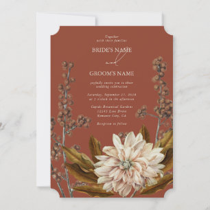 Convites Autumn Floral Terracotta Watercolor Casamento outo