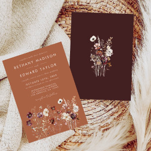 Convites Autumn Floral Terracotta Wedding