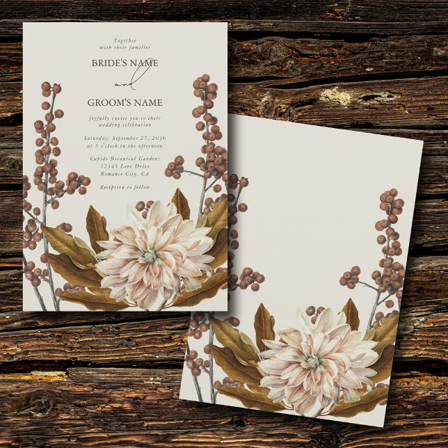Convites Autumn Floral Terthy Tones Watercolor Casamento ou (Autumn Floral Earthy Tones Watercolor Fall Wedding Invitation)