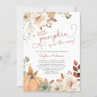 Convites Autumn Floral Um Pequeno Chá de fraldas De Abóbora