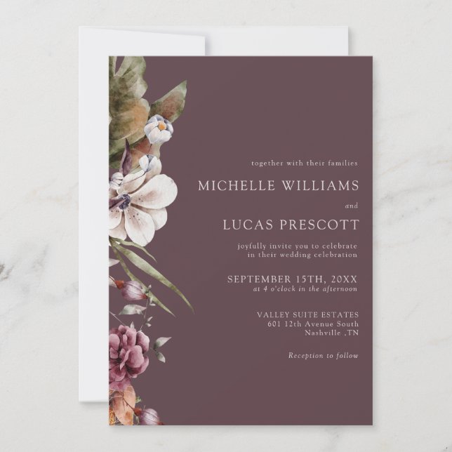 Convites Autumn Floral Wedding (Frente)