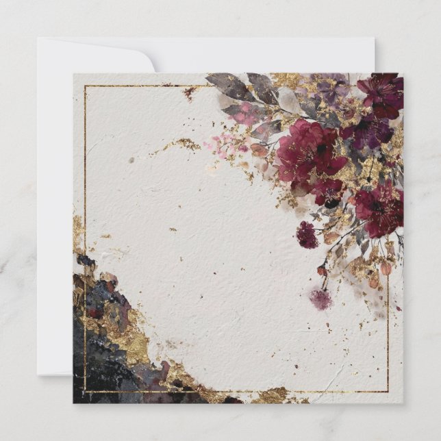 Convites Autumn florals with gold accents  (Frente)