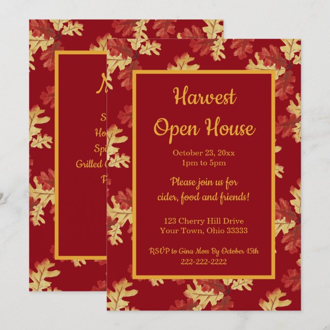 Convites Autumn Foliage Harvest Open House (Frente/Verso)