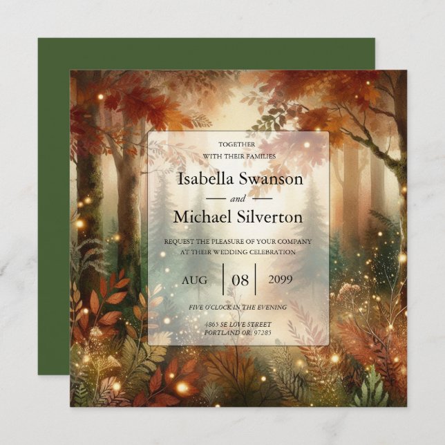 Convites Autumn Glow in the Enchanted Forest Wedding (Frente/Verso)