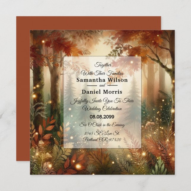 Convites Autumn Glow in the Enchanted Forest Wedding (Frente/Verso)
