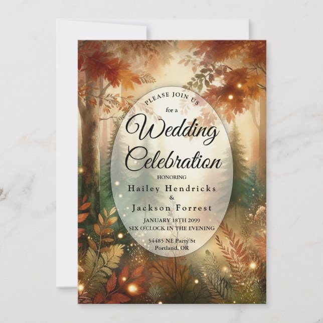Convites Autumn Glow in the Enchanted Forest Wedding (Frente)