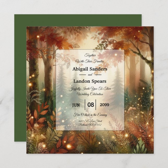 Convites Autumn Glow in the Enchanted Forest Wedding (Frente/Verso)