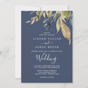 Convites Autumn Greenery   Casamento Marinho