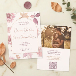 Convites Autumn Leaves Blush Terracotta Photo Wedding