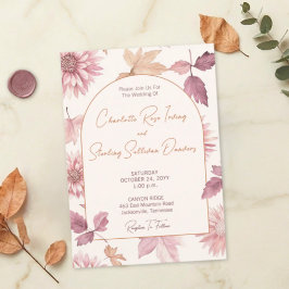 Convites Autumn Leaves Blush Terracotta Photo Wedding