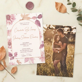 Convites Autumn Leaves Blush Terracotta Photo Wedding
