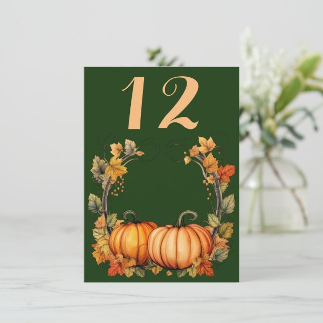 Convites Autumn Leaves e Pumpkins WedMesa No.Card (Em pé/Frente)