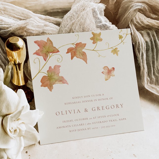 Convites Autumn Leaves Fall Rehearsal Dinner (Criador carregado)