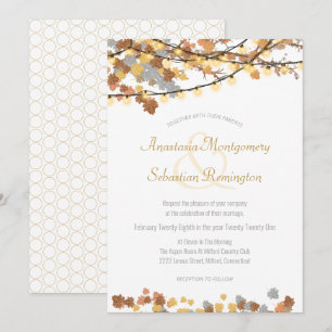 Convites Autumn Leaves Vintage Lights Ceremony