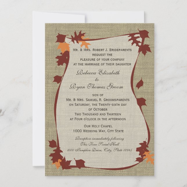 Convites Autumn Leaves Wedding (Frente)