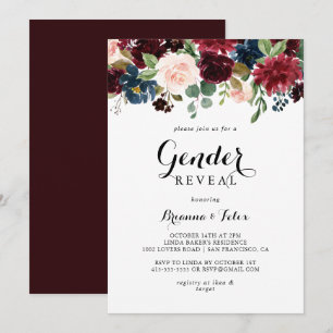 Convites Autumn Modern Calligraphy Gender Reveke Party