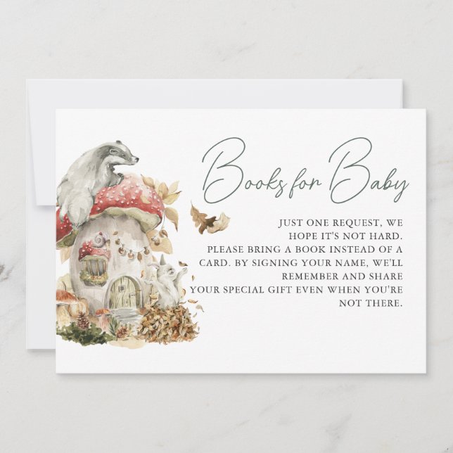 Convites Autumn Mushroom | Pedido de livro florestal (Frente)