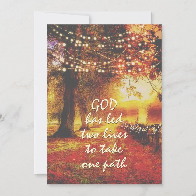 Convites Autumn Nature Path Fall Trees Christian Wedes (Frente)