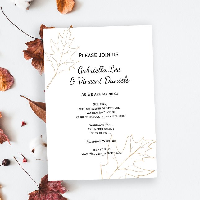 Convites Autumn Oak Deixa Casamento (Set the tone for your woodsy Fall marriage with the Autumn Oak Leaves Wedding Invitation.)