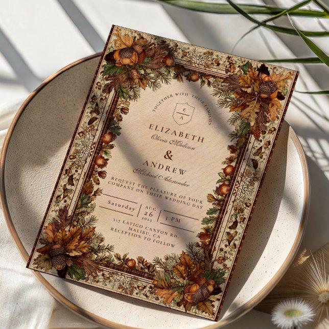 Convites Autumn Oak Leaf Wedding (Criador carregado)