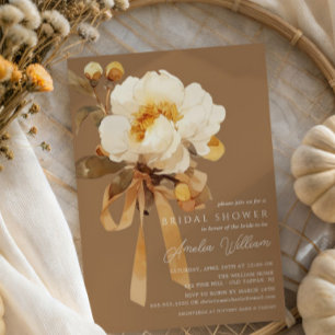 Convites Autumn Peony Floral Chá de panela