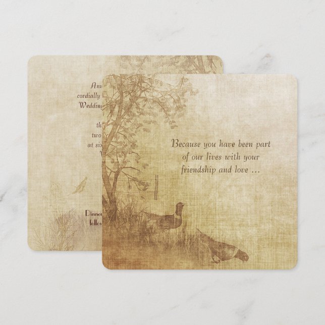 Convites Autumn Pheasant Wedding Vow Renewal (Frente/Verso)
