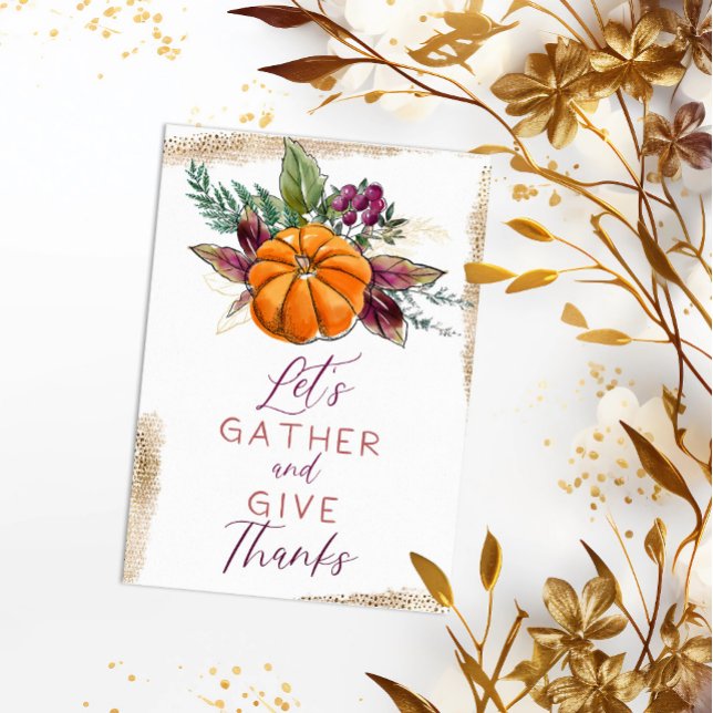 Convites Autumn Pumpkin & Berries "Reunir e Dar Obrigados" (Criador carregado)