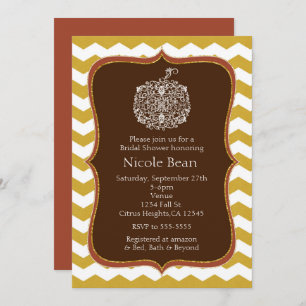 Convites Autumn Pumpkin & Dourado Chevron Elegation
