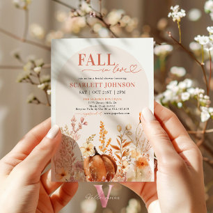 Convites Autumn Pumpkin FALL IN LOVE Chá de panela Invite