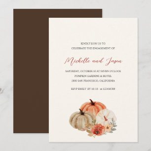 Convites Autumn Pumpkins Flowers Elegante Festa de noivado