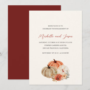 Convites Autumn Pumpkins Flowers Elegante Festa de noivado