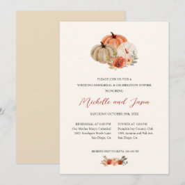 Convites Autumn Pumpkins Flowers Elegante REHEARSAL