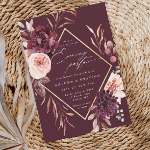 Convites Autumn Romance Burgundy - Partido da Noite