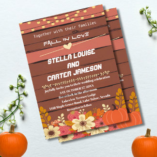 Convites Autumn Romance Rustic Pumpkin e Floral Weding