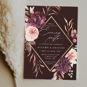 Convites Autumn Romance Wedding Burgundy Noite Party