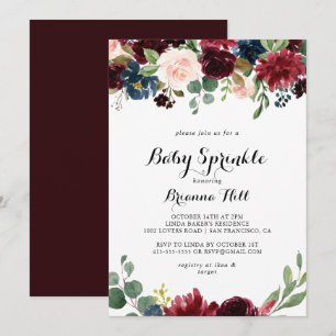 Convites Autumn Rustic Burgundy Calligraphy Baby Sprinkle