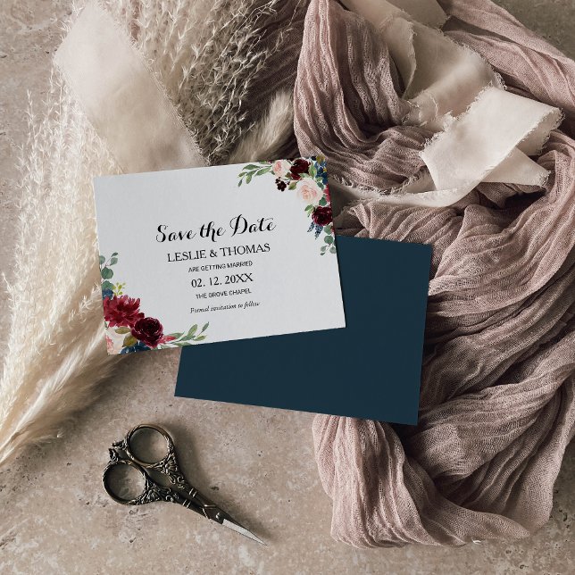 Convites Autumn Rustic Burgundy Casamento Salve a Data (Criador carregado)