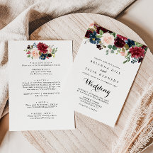 Autumn Rustic Burgundy Floral Front & Back Wedds