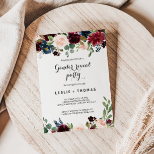 Convites Autumn Rustic Burgundy — Partido Revelador do Gêne