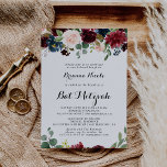 Convites Autumn Rustic Calliografia Bat Mitzvah<br><div class="desc">Este convite do morcego da caligrafia do outono é perfeito para um simples morcego mitzvah. A design apresenta flores brilhantes,  vermelhas,  marinhos,  azuis e esbranquiçadas radiantes e graciosas pintadas à mão,  inspiradoras beleza natural.</div>
