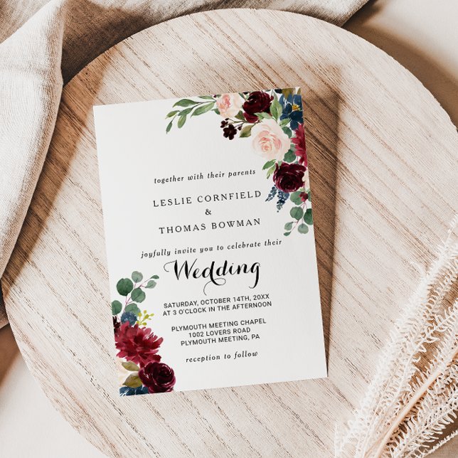 Convites Autumn Rustic Dazzling Burgundy (Criador carregado)