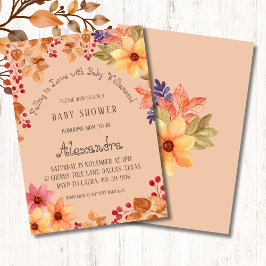 Convites Autumn Rustic Floral Caindo no Chá de fraldas do A