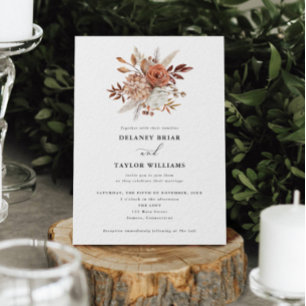 Convites Autumn Rustic Floral, Casamento