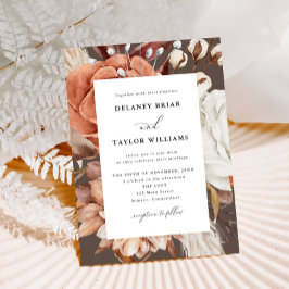 Convites Autumn Rustic Floral, Casamento Castanho Suave