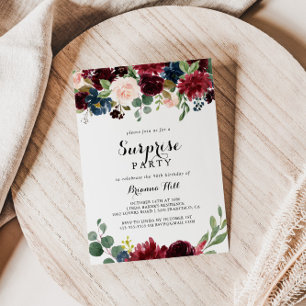 Convites Autumn Rustic Modern Calligraphy Surprise Party