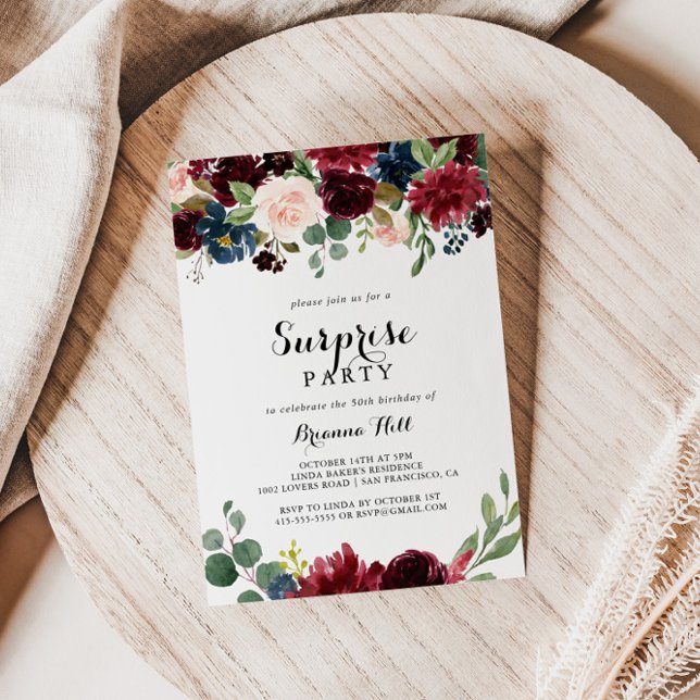 Convites Autumn Rustic Modern Calliographic Surprise Party (Criador carregado)
